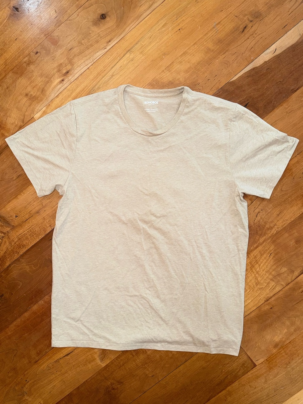 Bonobos Men's Soft Everyday Tee in Heather Sand and Crew Deck - Large Slim